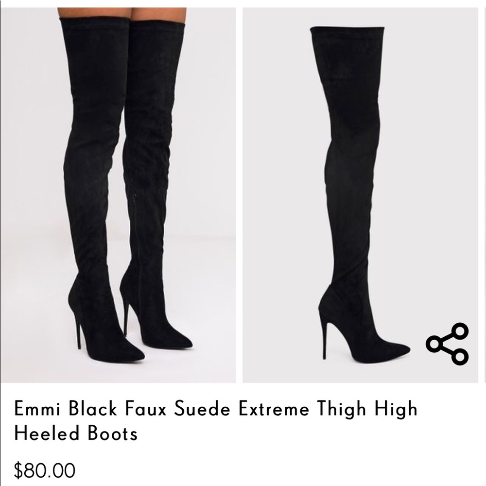 NWT Pointed Toe Suede Thigh High Heeled Boots